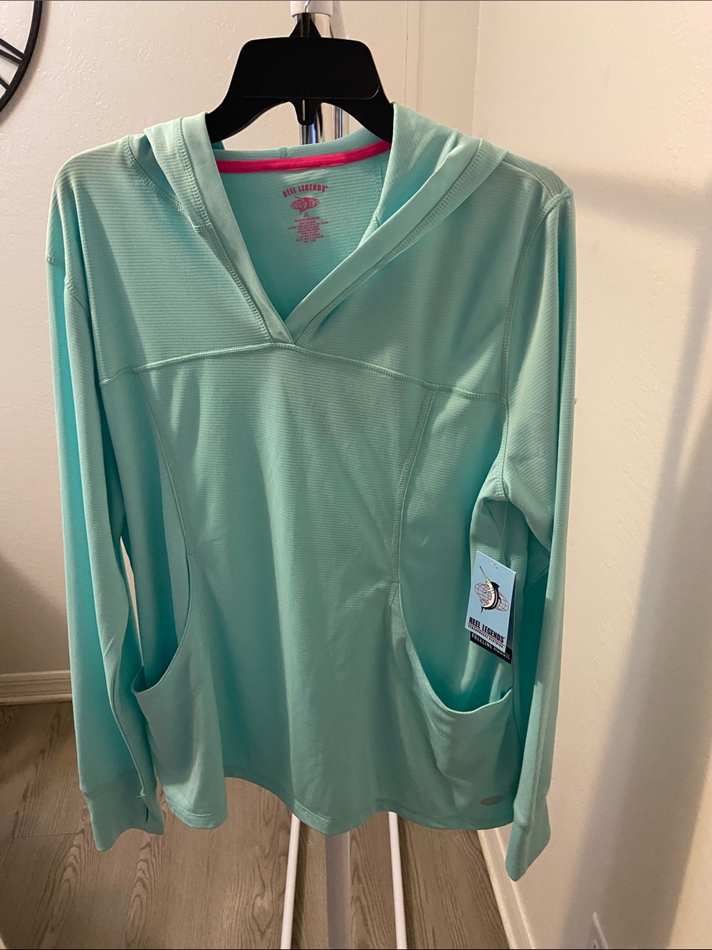 Reel Legends Mint Green Hooded Performance Top